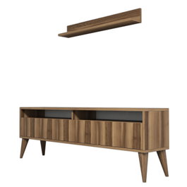 Hanah Home Mueble de TV Nogal con Estante de Pared